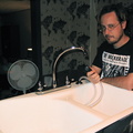 Dale poses with the new sink